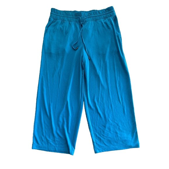 Lou & Grey Womens XL Aqua Straight Crop Drawstring Pants NEW Lounge Stretch - Picture 1 of 9